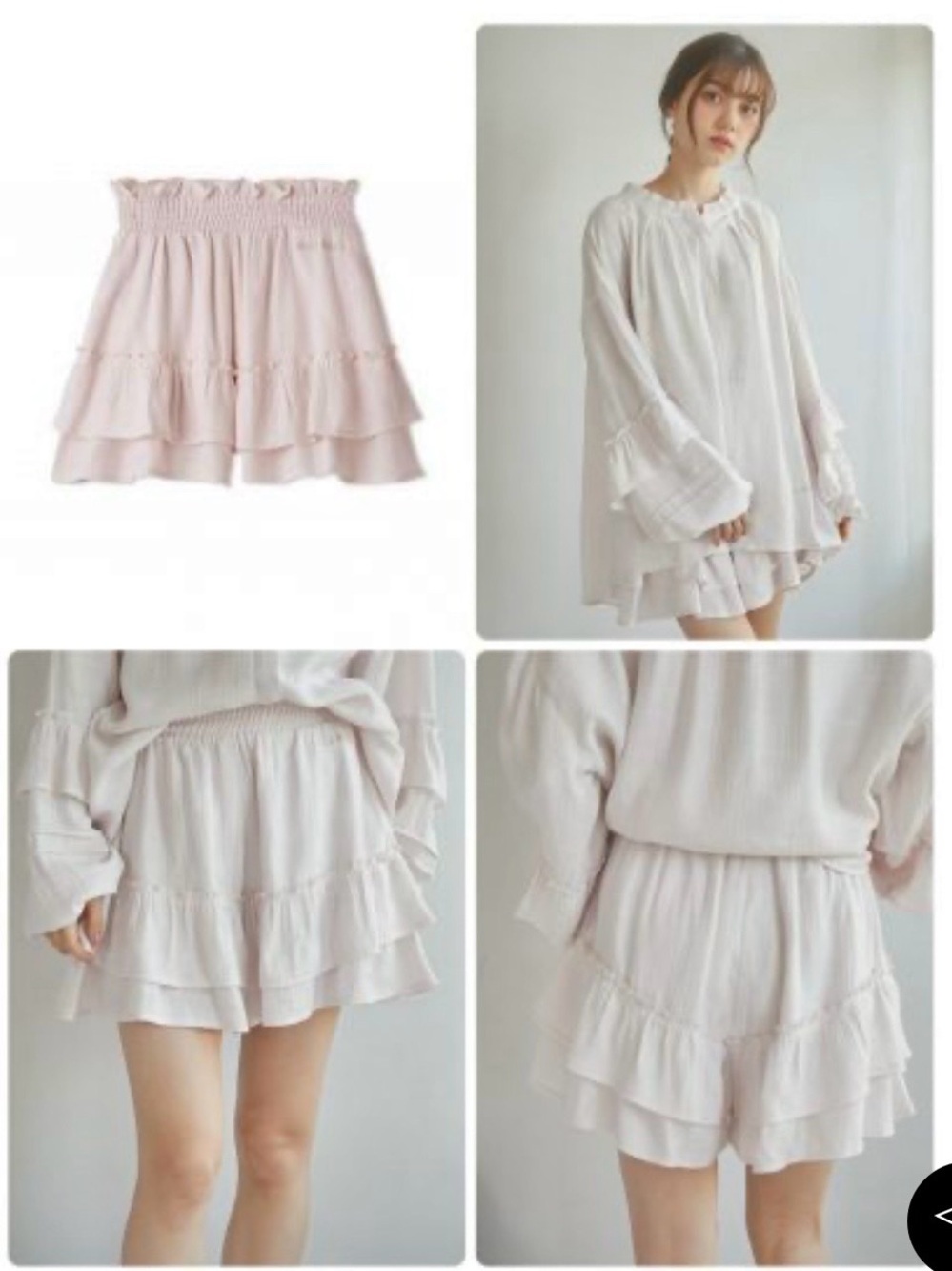 Gelato Pique Women's Ruffled pink Spring Blouse +  lounge shorts set